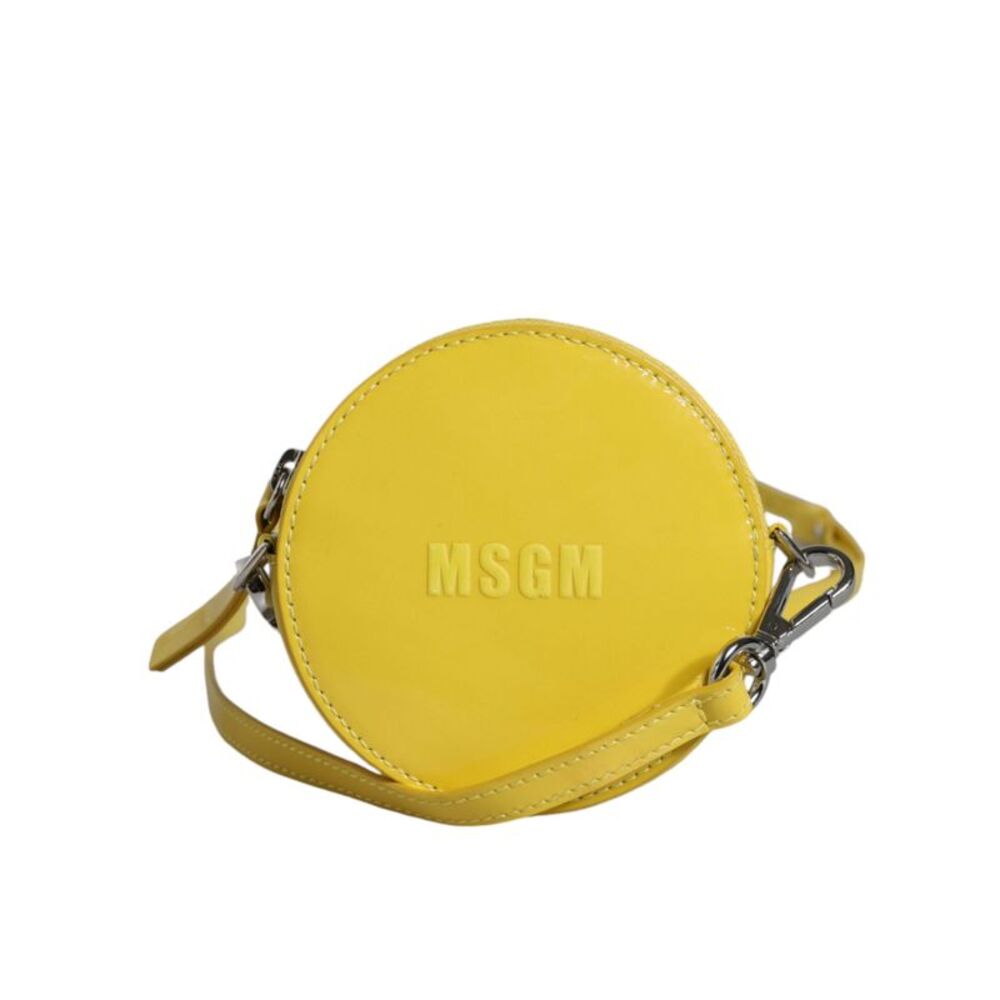 MSGM Yellow Leather Logo Crossbody Sling Shoulder Round Women's Bag